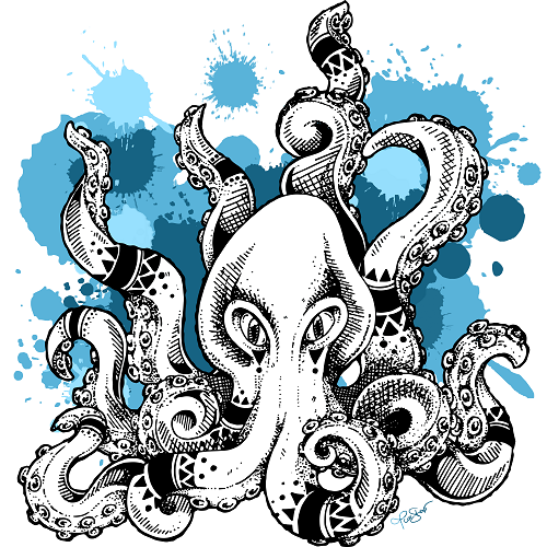 Oktopus Kraken bunt